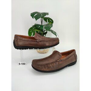 Ecco Men's Moc Brown Leather Loafer Shoes Size 9 US